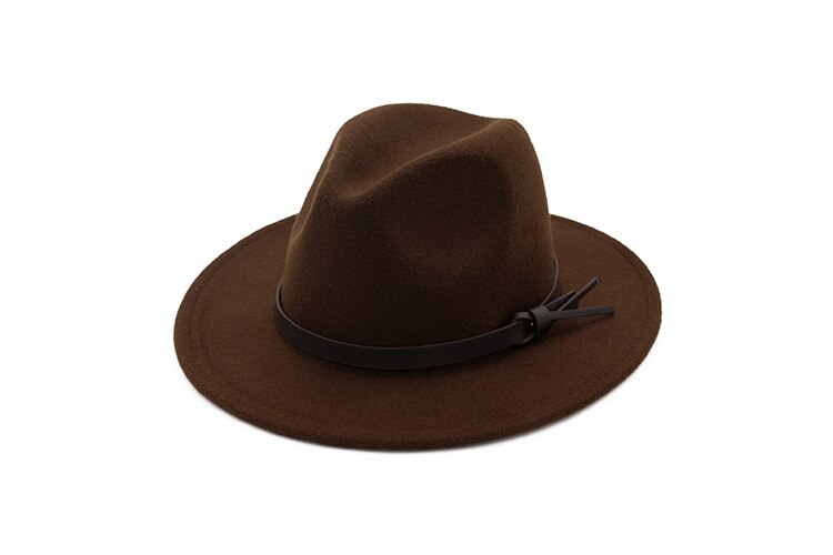 De lana de las mujeres de Sombrero de cowboy del oeste Roll-up de ala ancha vaquera Jazz ecuestre Sombrero gorra con cinta delgada AD0853: Color chocolate