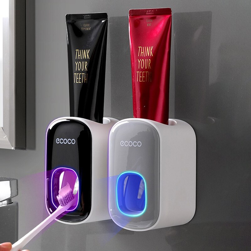 Toothpaste Squeezer Toothbrush Holder Free Punch Wall Mounted Automatic Toothpaste Squeezer Set Bathroom Accessories