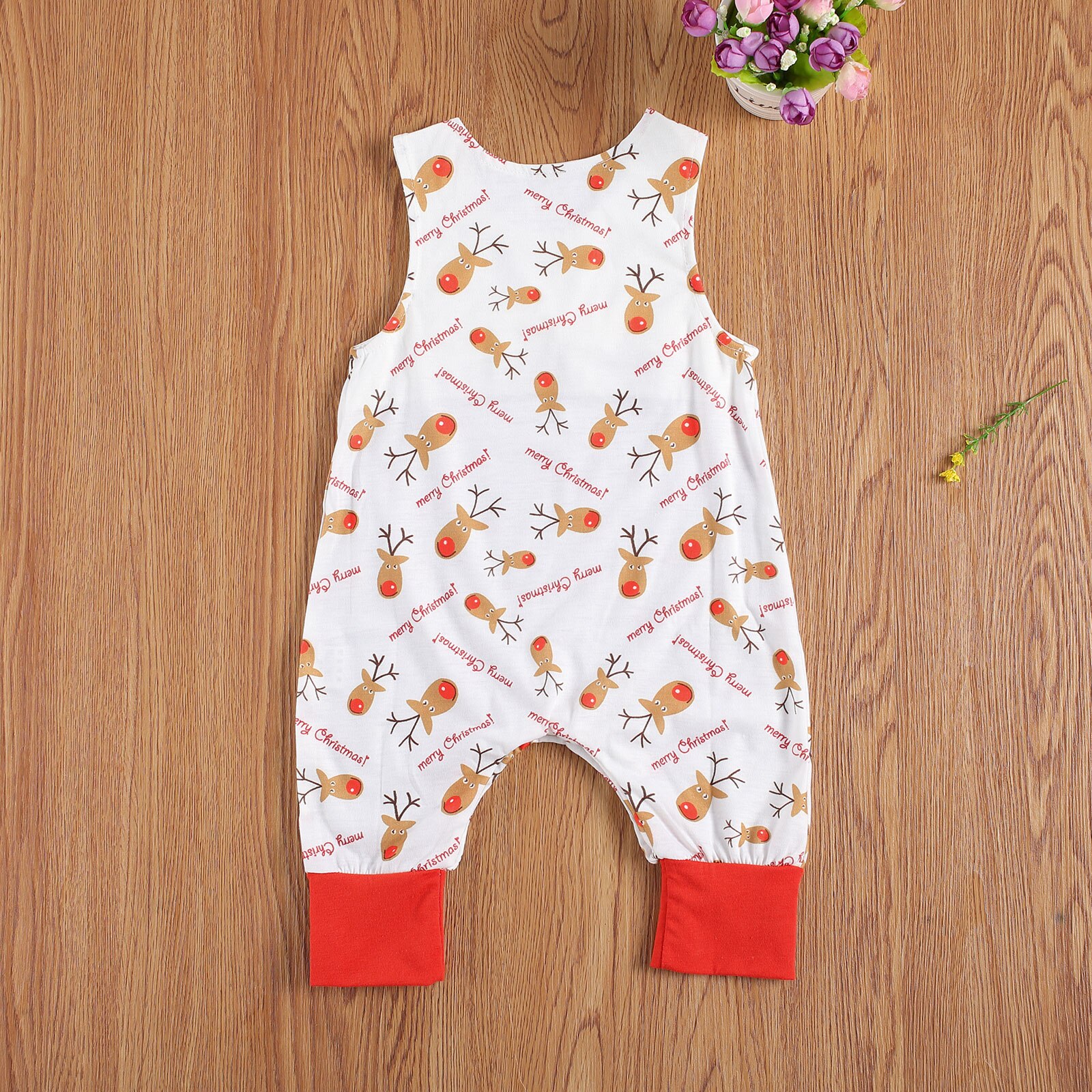 0-24M Baby Meisje Jongens Kerst Romper Mouwloze Rendier Brief Print Jumpsuit Peuter Vallen Kleren