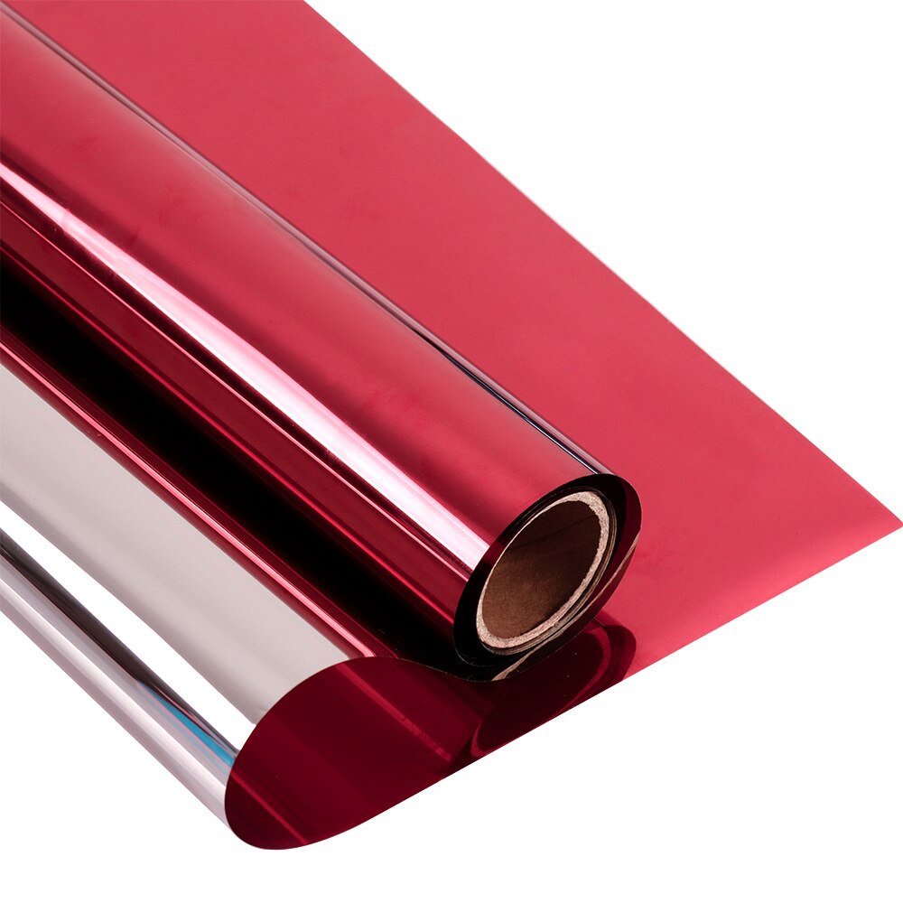 SUNICE window sticker tint film Silver&amp;Red One way mirror solar Heat Blocking Films Home Office Privacy Stickers UV Rejection