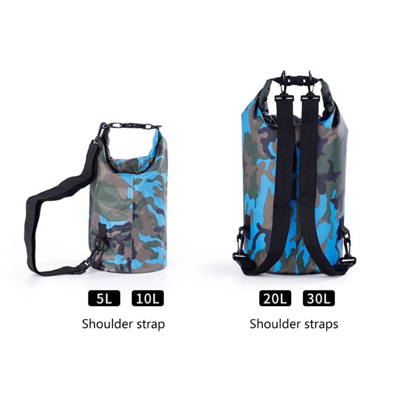 Vandtæt tørpose til kvinder mænd , 5l/10l/20l/30l rulle top let tør opbevaringstaske rygsæk til rejser ,4 farver