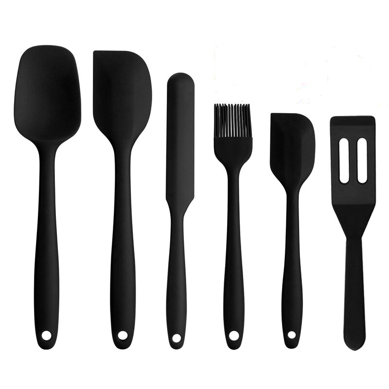 Multifunction Heat Resistant Silicone Six-piece Kitchen Baking Tool Set Cake Spatula Oil Brush Kitchenware High Temperature: Red