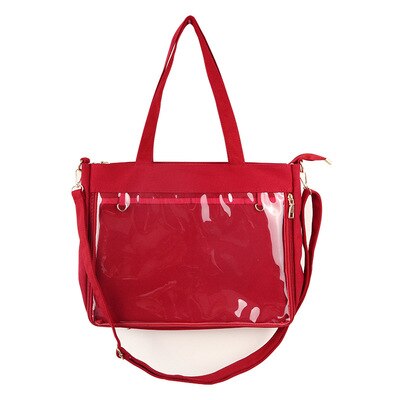 Ita Bag Japan Style Transparent Jelly Bags For Women Lolita Girls Clear PVC Ita Bag Shoulder Itabag Handbag Large Capacity: Red