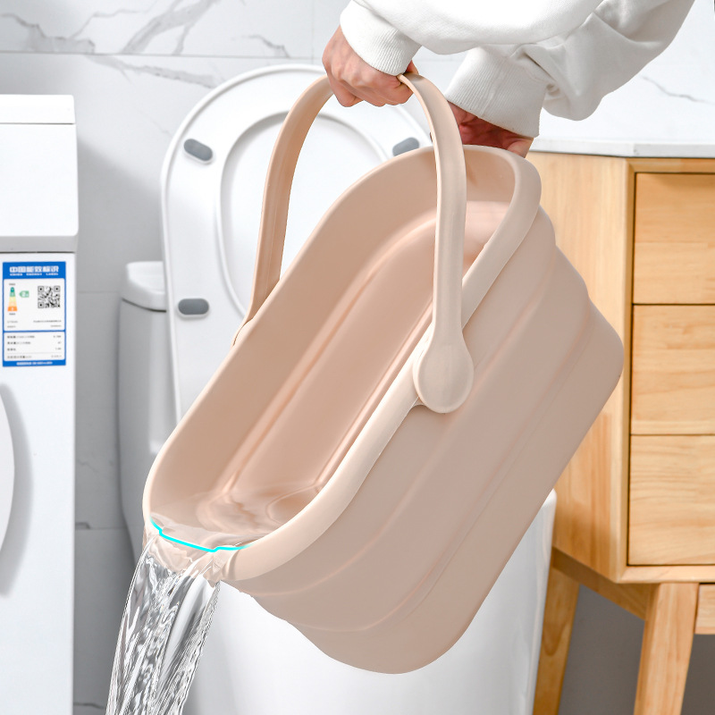 Foldable drainage bucket household large washing mop bucket portable rectangular water storage laundry bathroom plastic bucket