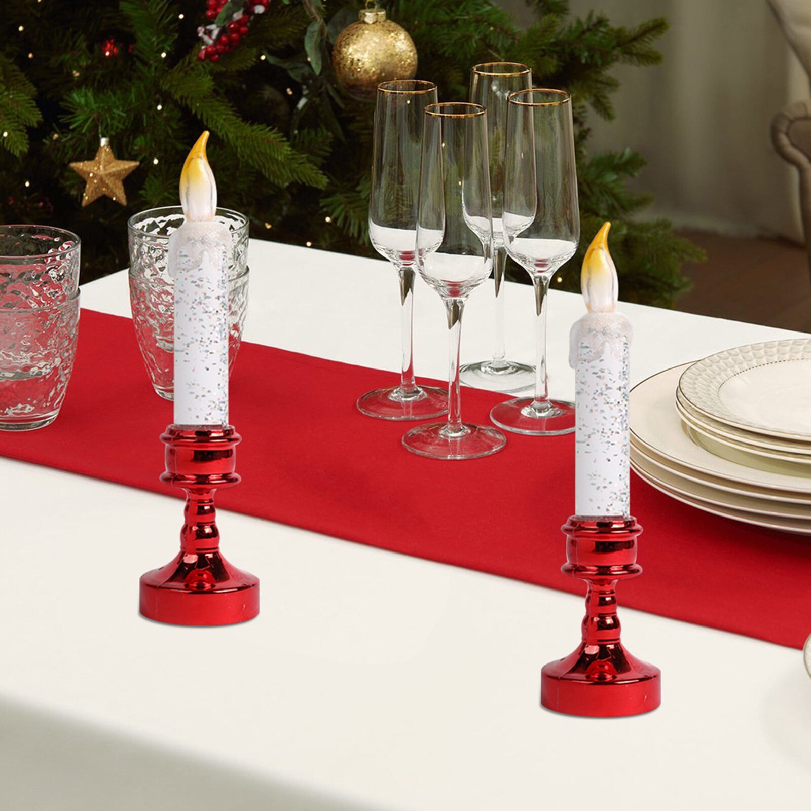 Bougies de noël lumières Festival atmosphère rotative couleur changeante paillettes LED Flameles romantique cristal bougie lumière 30ml