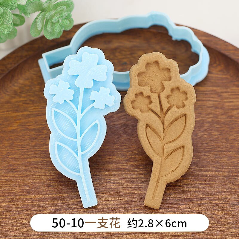 Molde para galletas con flor de Rosa para el día de la madre, molde para galletas con dibujos animados de flor de cerezo, para hornear, DIY, 3D, para prensar galletas a mano: 10