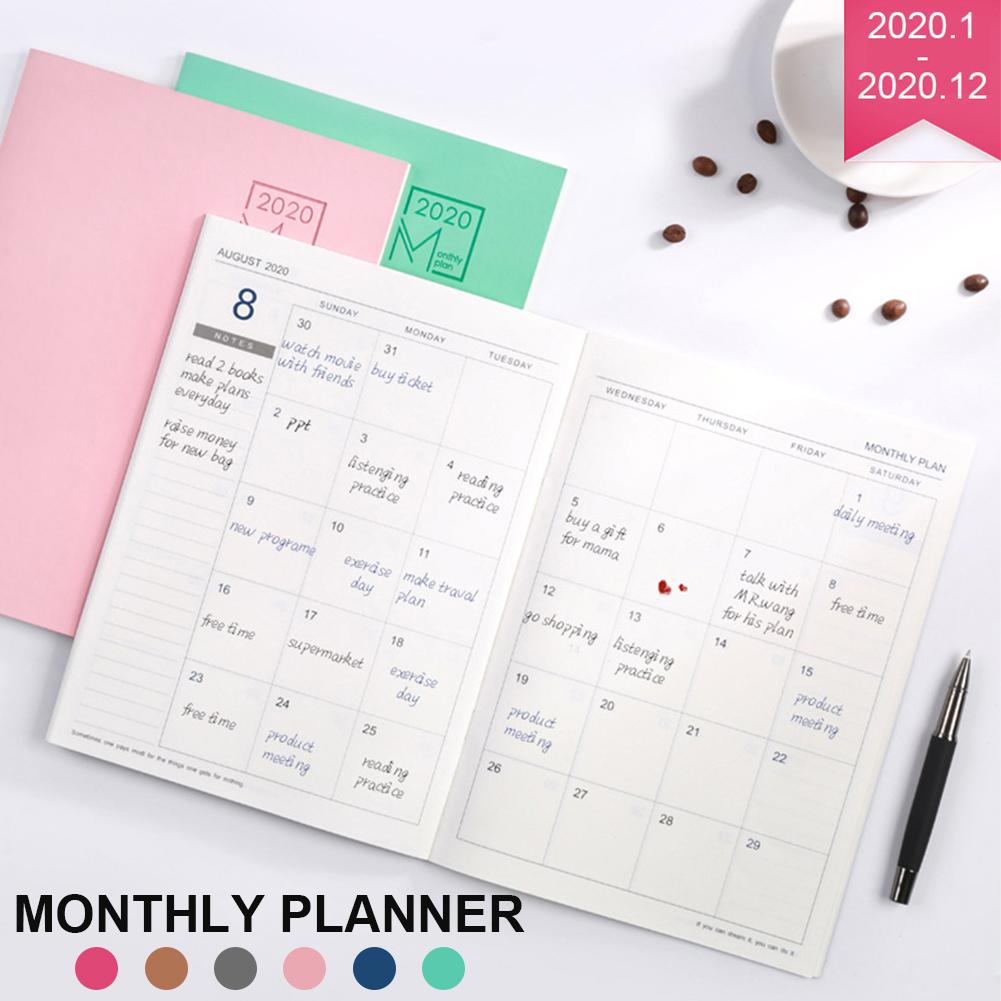 Monthly Planner Leather Cover 12-Month Planner 24 Sheets Diary Leather Notebook Personal Agenda Planner Notebook