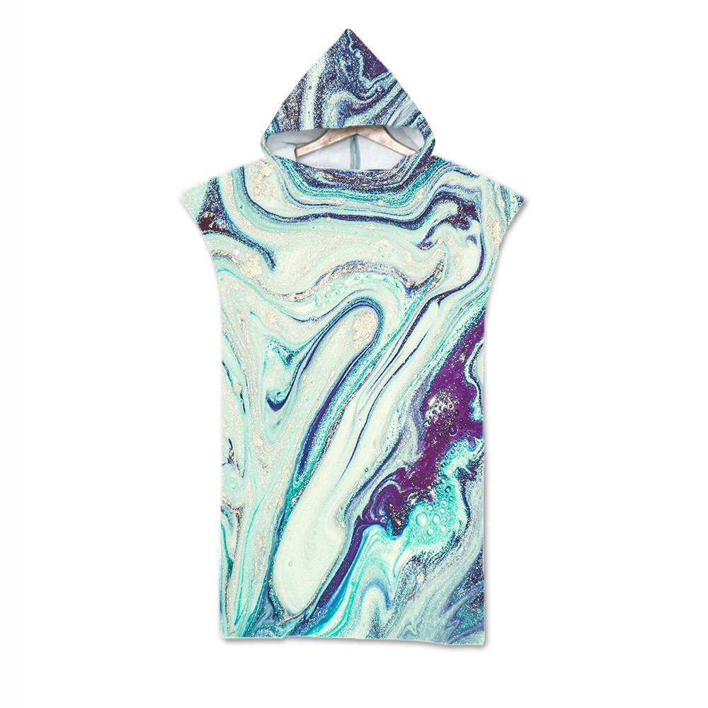 Fluss Gold aufbringen Mikrofaser Gedruckt Mit Kapuze Strand Schlecht Handtuch Für Erwachsene freundlicher Schnell Trocken Schwimmen Schwimmbad Poncho Mantel Bademantel: M / Marine Blau