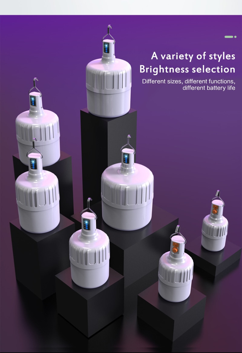 USB Rechargeable LED Bulb Lamp Solar Charge Emergency Lights LED Bulb Dimmable Rechargeable Outdoor Adventure Camping Lamp