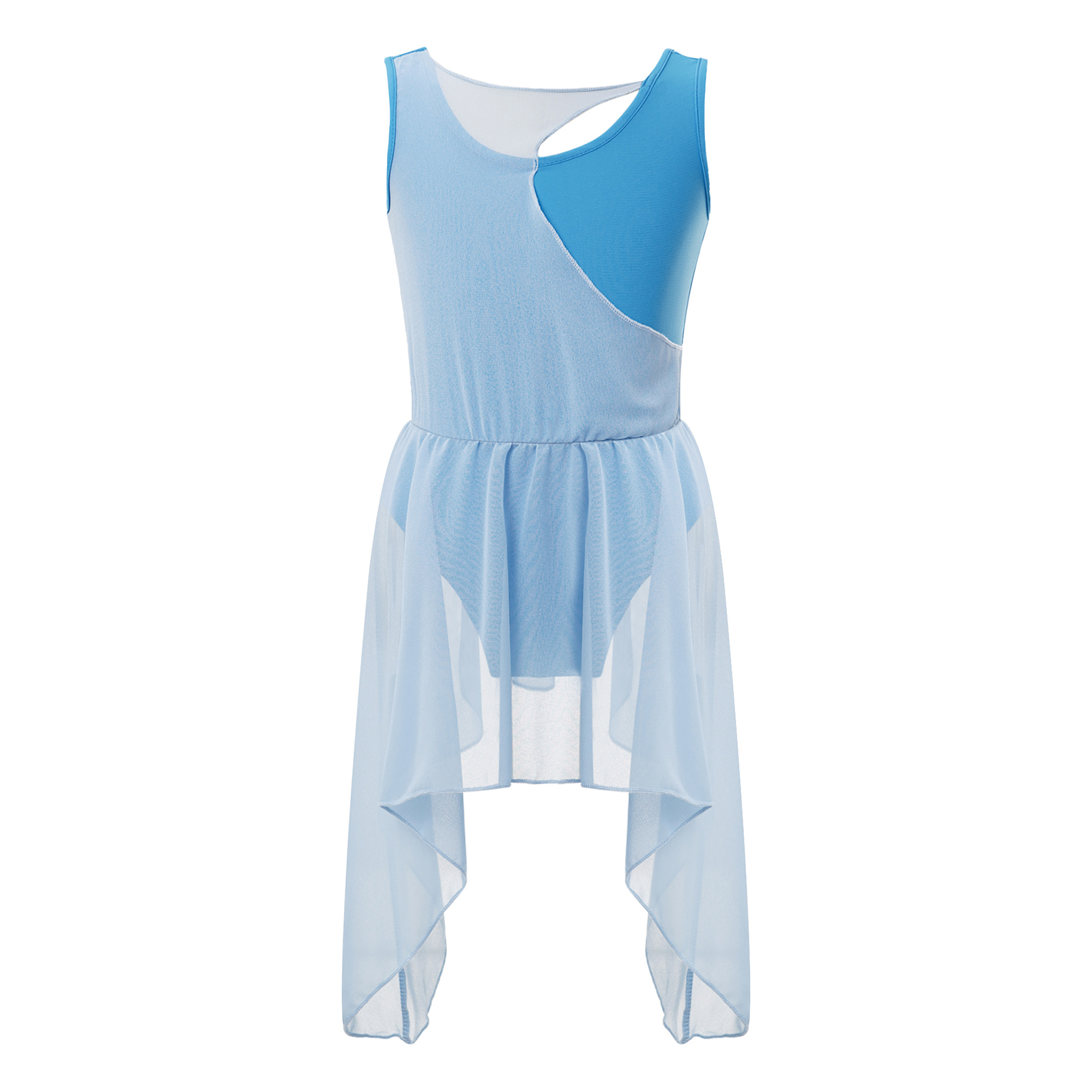 Kid Meisjes Ballet Dans Turnpakje Jurk Mouwloos Ruches Chiffon Lijfje Gekooide Rug Gymnastiek Kunstschaatsen Lyrische Dans Kostuum