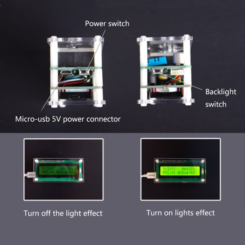 PM2.5 Monitor for Car Home Particle Temp RH% Air Detector USB Protable G5 Sensor PM1.0 PM2.5 PM10 Tester N1HF
