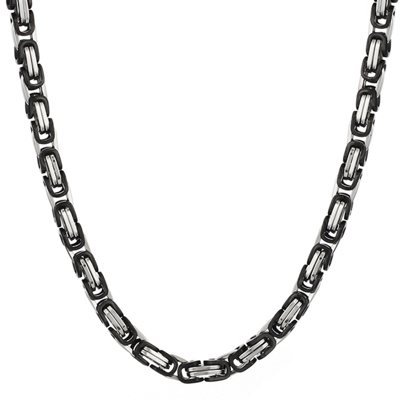 Pesado bizantino longo corrente colares de aço inoxidável forte grosso link corrente colar hip hop punk masculino jóias para homem rapper: 45 cm / Verde / BANHADO EM PRATA