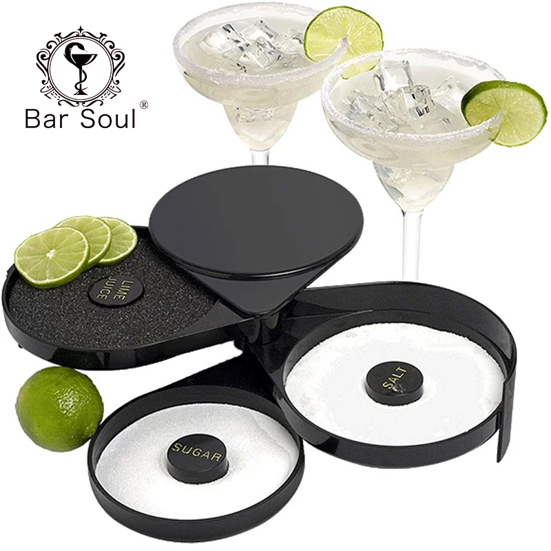 Bar Soul Nuttig Glas 3-Tier Zout Suiker Margarita Cocktail Rimmer Voor Barman Professionele Barman Gereedschap
