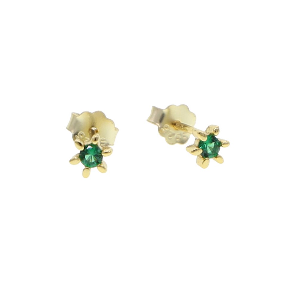 925 Sterling silver piccolo mini orecchino della vite prigioniera colorato cz fiore ape perla minimo delicato cartilagine piercing gioielli: e812 green