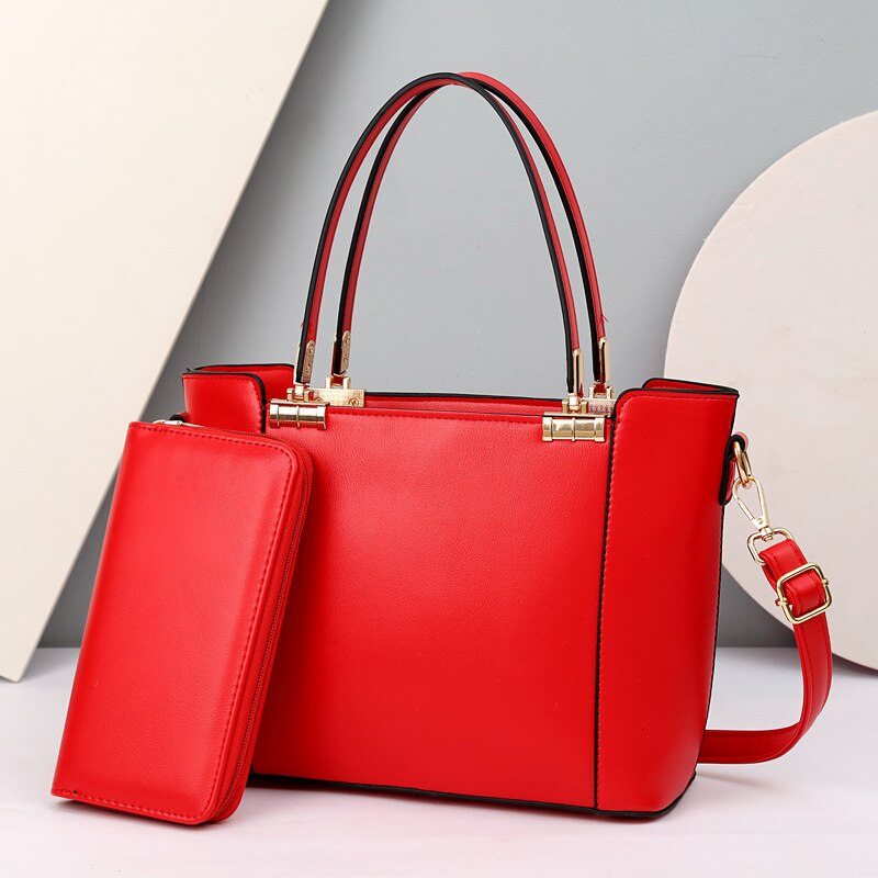 Leder Geldbörsen und Handtaschen Luxus setzt Taschen für Frauen Modische Schulranzen Handtasche Weibliche Taschen: Col 3