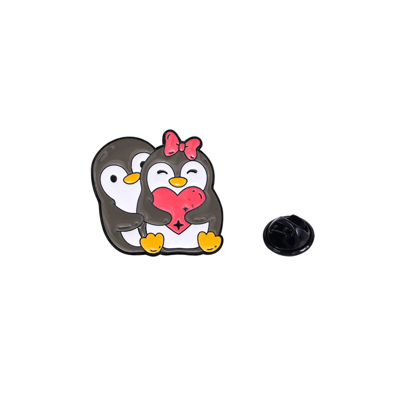 4 Stuks Cartoon Dierenhartliefhebbers Emaille Pin Creatieve Pinguïn Kat Konijn Vos Metalen Broche Badge Rugzak Kleding Hoed Accessoires