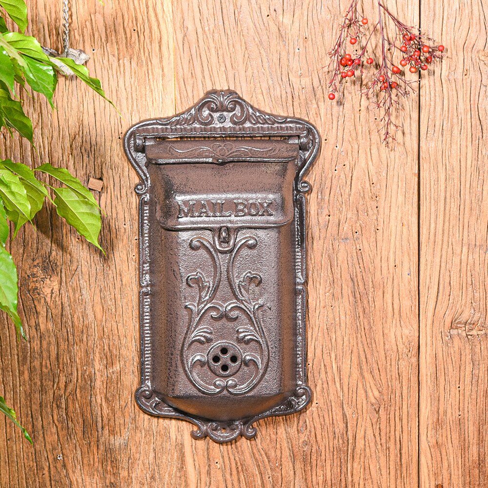 Sungmor-buzones de hierro fundido de alta resistencia para pared, caja de hierro con letras decorativas Vintage, caja de correos colgante con cerradura para casa de campo