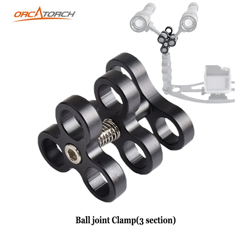 Aluminum 3 Section+2 Section Ball Joint Clamp Fill Light Lamp Holder For Diving Underwater Photography Torch
