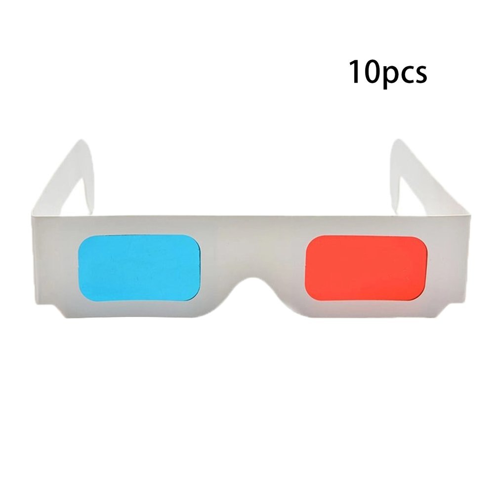 10pcs/lot Paper Anaglyph 3D Glasses Paper 3D Glasses View Anaglyph Red/Blue 3D Glass For Movie Video EF