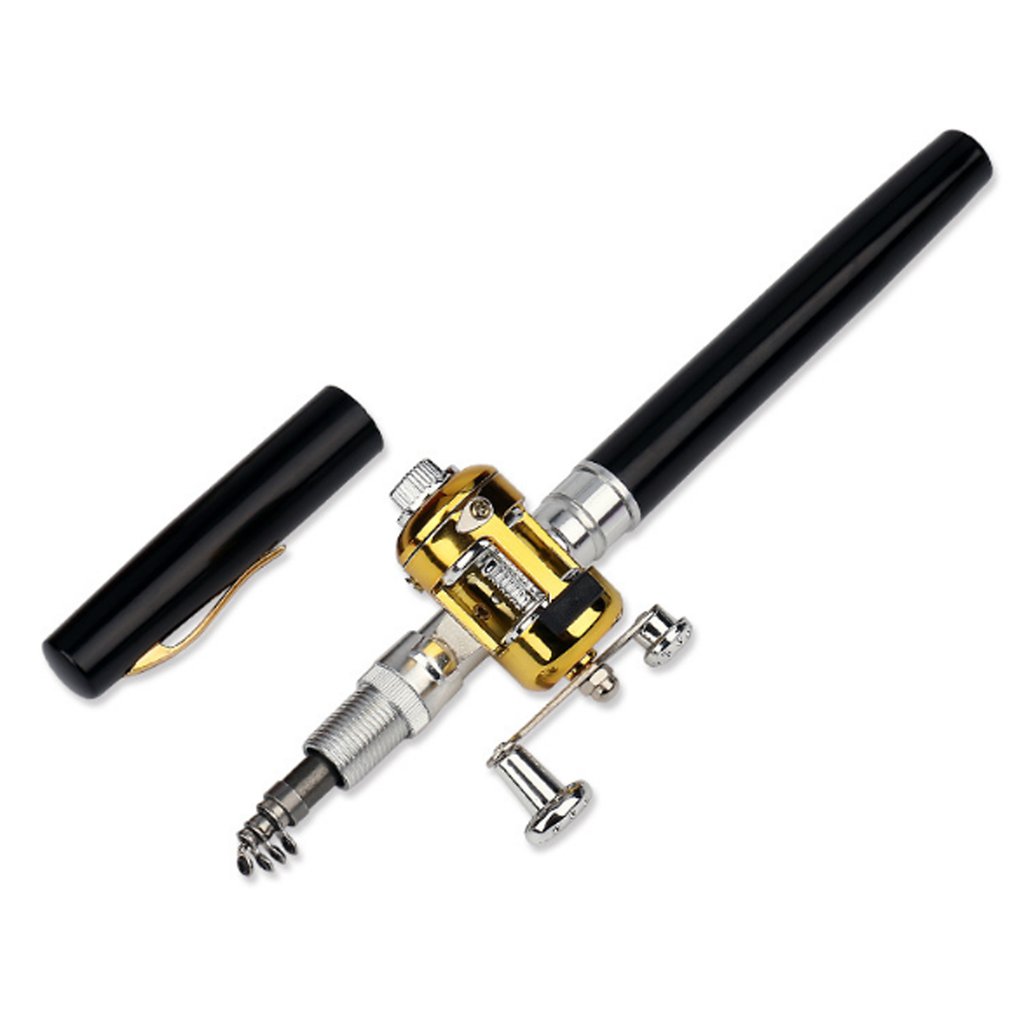 Pen Type Fishing Rod Mini Pocket Ice Fishing Rod: Black