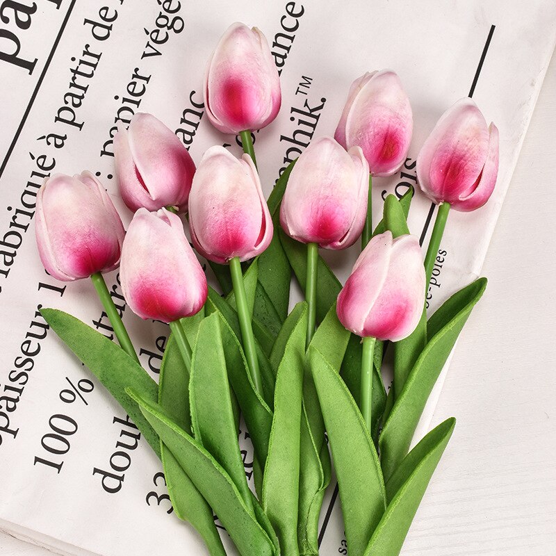 1PC 30cm Real Touch PU Tulips Artificial Flowers for Home Garden Bedroom Decoration flores artificiales para decoracion hogar: Rose Red