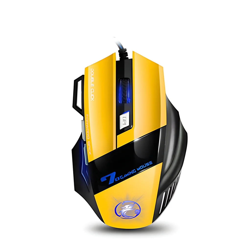 STONEGO-ratón ergonómico para Gaming, Mouse con cable USB, 5500 DPI, con retroiluminación LED, 7 botones, para PC y portátil: DARKNESS