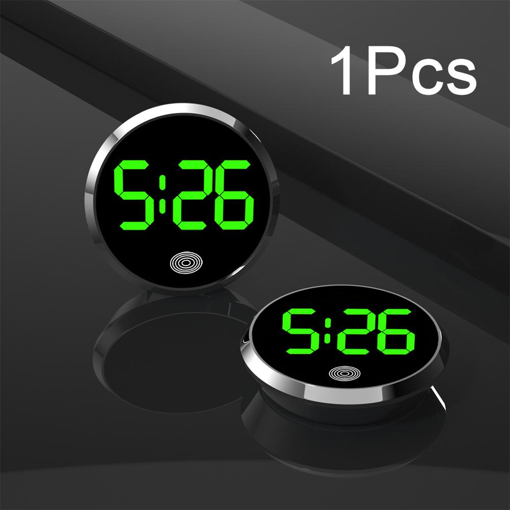 Reloj Digital luminoso LED para coche, Mini relojes digitales adhesivos internos, adorno para coche, accesorios para coche: Gris