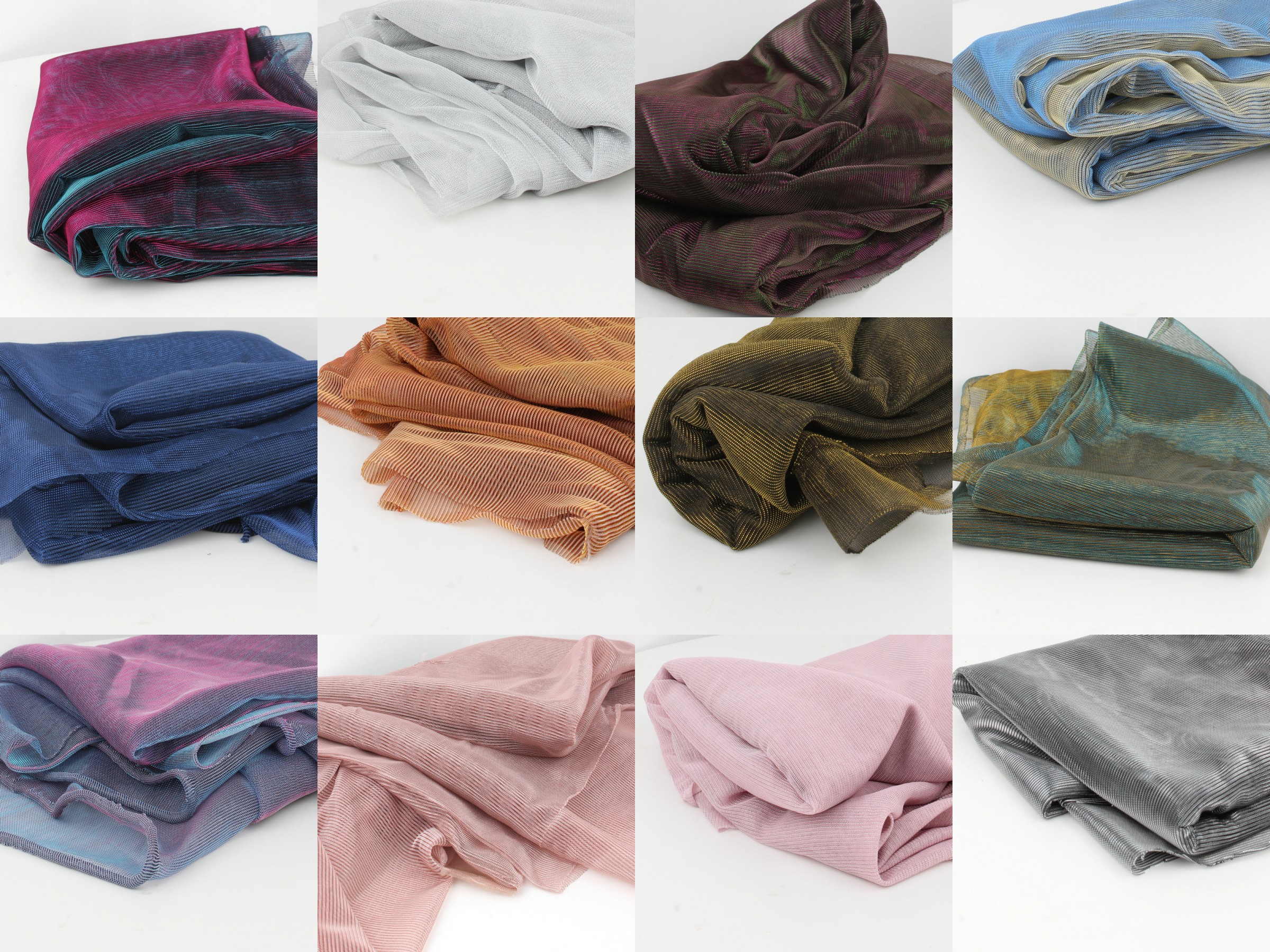 Metallic Iridescent 2 Tones Stretch Mesh Net Fabric 1 Meter