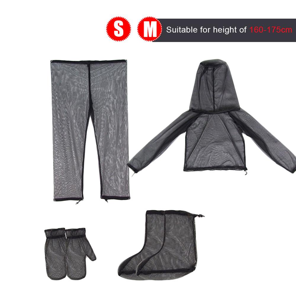 2 Sizes Outdoor Anti-mosquito clothes suit jacket/trousers/Gloves/Shoes covers mosquito protection Clothing 175-190CM 160-175CML: S to M Four Sets