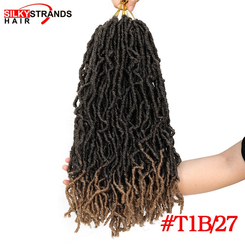 18 Inch Nu Faux Locs Crochet Hair Extension For Black Women Synthetic Ombre 20 Strands Goddess Faux Locs Curly Crochet Braids: T1B/27 / 1Pcs/Lot