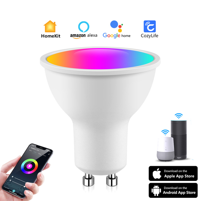 Homekit Smart LED Bulb GU10 E27 E14 RGBCW MFI Certified Dimmable Siri Control Night Lamp Work With Apple Home Alexa Google Home: GU10 Bulb / 2 Piece