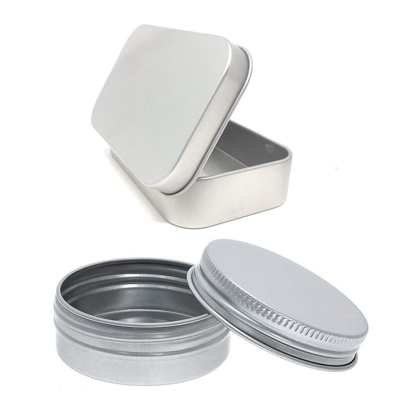 40x Screw Top Round Aluminum Tins Cans Screw Lid Round 24 Pack Metal Rectangular Empty Hinged Tins Box