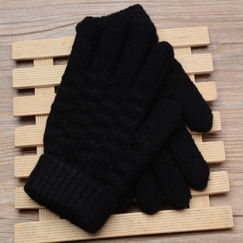 Winter Warme Jacquard Handschuhe freundlicher strecken Fäustlinge Junge Mädchen Solide Guantes Hand Zubehör freundlicher Dicken betroffen Handschuhe Warme Handschuhe: schwarz