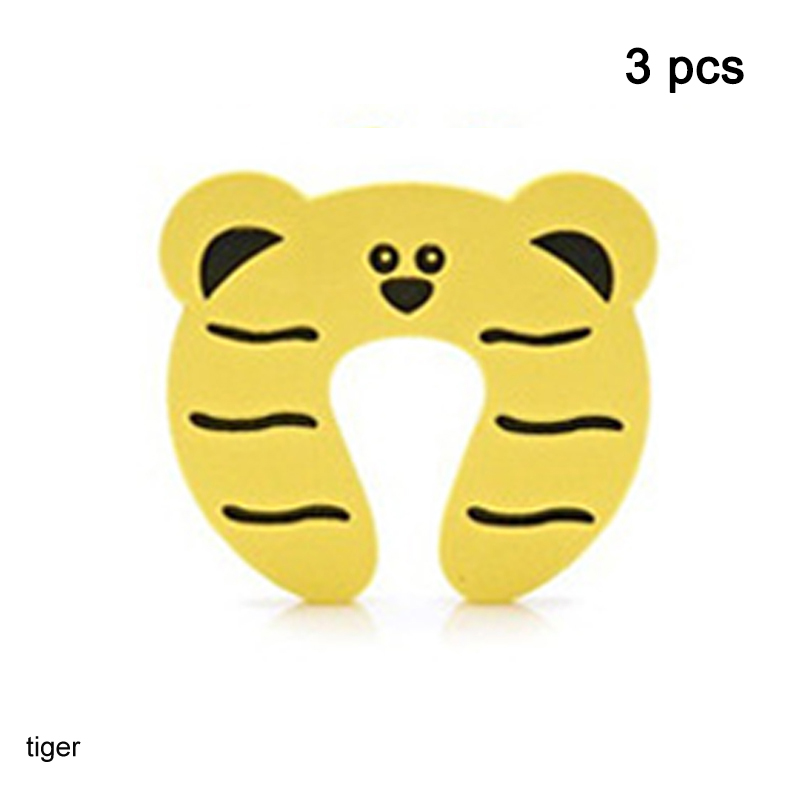 Tope de puerta con dibujos de animales, cerrojo para mejorar el hogar, seguridad para bebés y niños, Protector de dedos, pellizco, Tope de puerta, 3 unids/set por Set: tiger