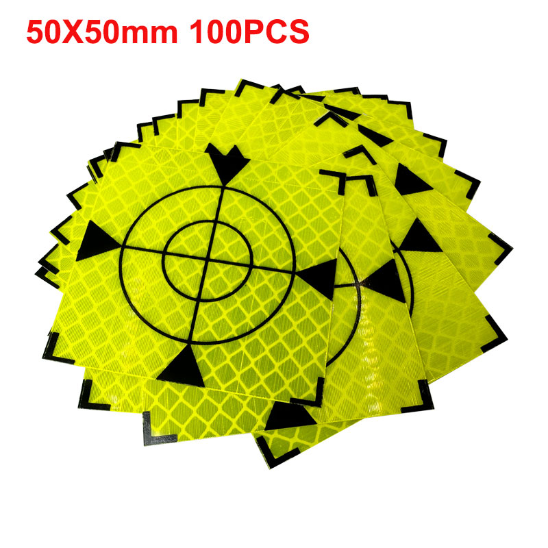 100 stks Maat 60mm 20 30 40 50 80 Reflector Vel Voor Total Station Survey Aardrijkskunde Fluorescerende Groene Driehoek reflecterende Sticker: Zilver