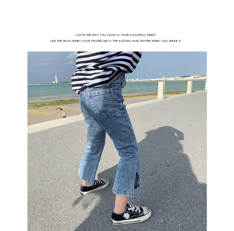Jeans per bambini estivi per bambina Split Jeans per bambina con fondo a campana primavera autunno pantaloni per bambina moda ragazza abiti in Denim