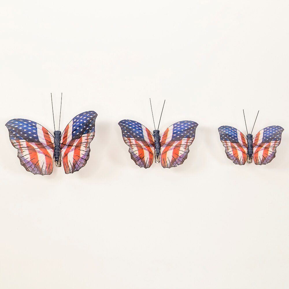 3 Pc Kunstmatige Veer Vlinder Patriottische Decoratie Ambachten Amerikaanse Vlinder Decoratie Meubels Tuin Decoratie