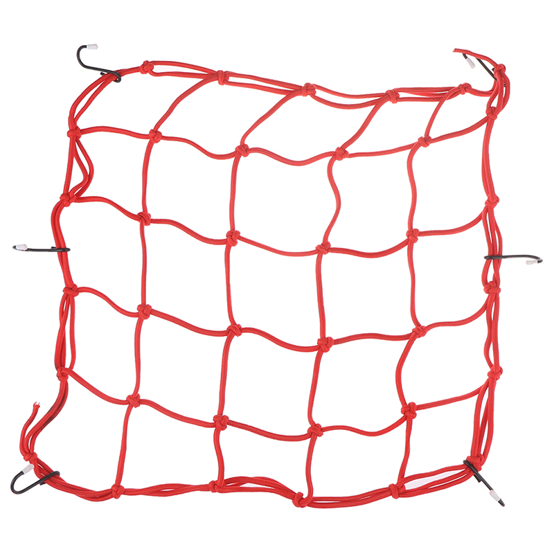 casco de malla de carga para motocicleta de 6 ganchos de 40x40cm, red de malla para equipaje de carga, Red de red, red negra para casco, red de cadena para coche: Rojo