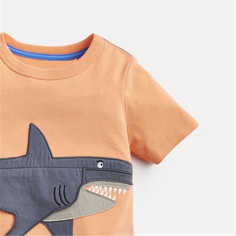 Little Maven Summer Baby Kids Boy Short Sleeve O-neck t Shirt Cartoon Big Shark fish Tee Tops for 1-7 years Boys