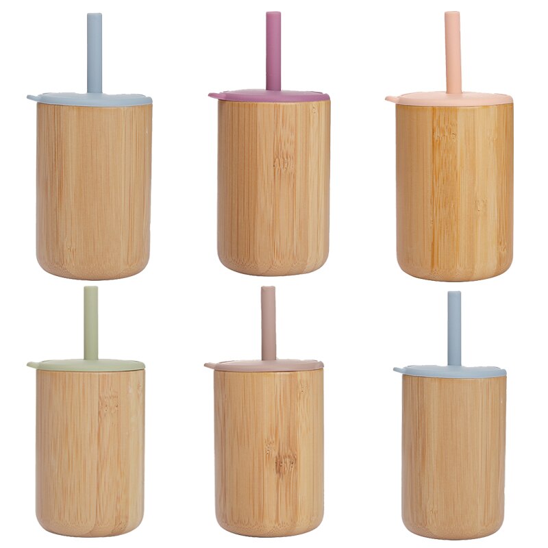 1 PCS Baby Feeding Cup With Straw Children Learn Feeding Drinking Bamboo Kids Training Cup with Straw