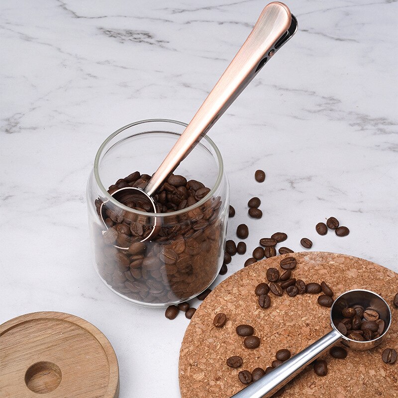 2in1 Edelstahl Kaffee Löffel Milch Pulver Tee Abdichtung Clip Multifunktionale Messlöffel Kaffee Werkzeug Zubehör
