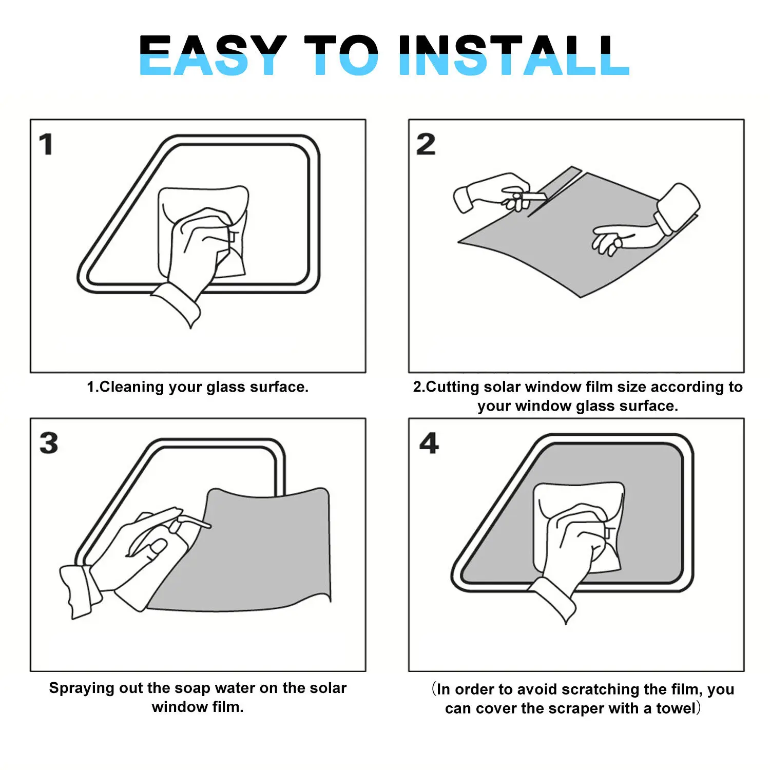 50 cm x 6m uklippede ruller solfilm til vindu, 1/5/15/25/35/50%  svarte filmer til bil, hjemmekontor, solfilm til glass med skrape, solfilm til bil