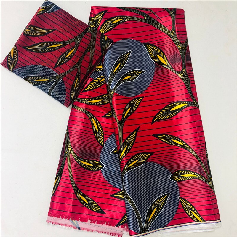 Suave tejido Ankara satinado y cera de seda tejido de seda estampado africano 2 yardas gasa a juego 4 yardas tela de seda satinada