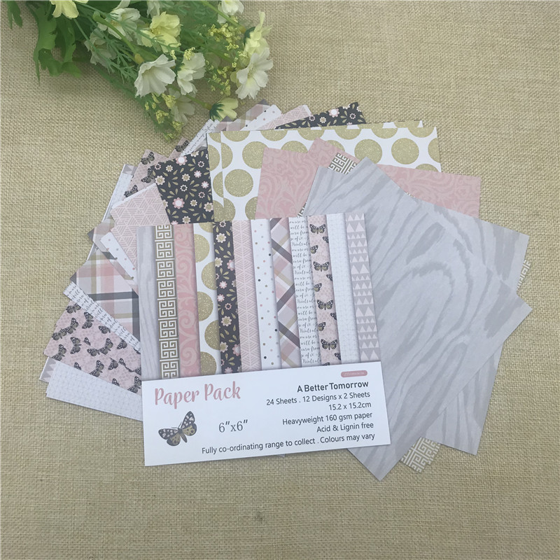24 sheet 6"X6" Butterfly the flower patterned paper Scrapbooking paper pack handmade craft paper craft Background pad