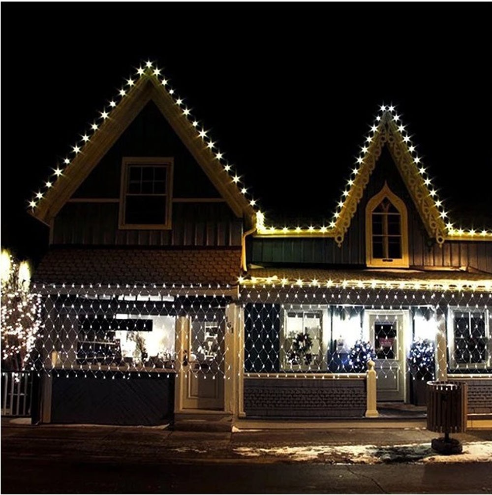 4M X 6M 1.5MX1.5M 2X3M Kerst Slingers Led String Christmas Netto-verlichting Xmas Party Fairy tuin Bruiloft Decoratie Gordijn Licht