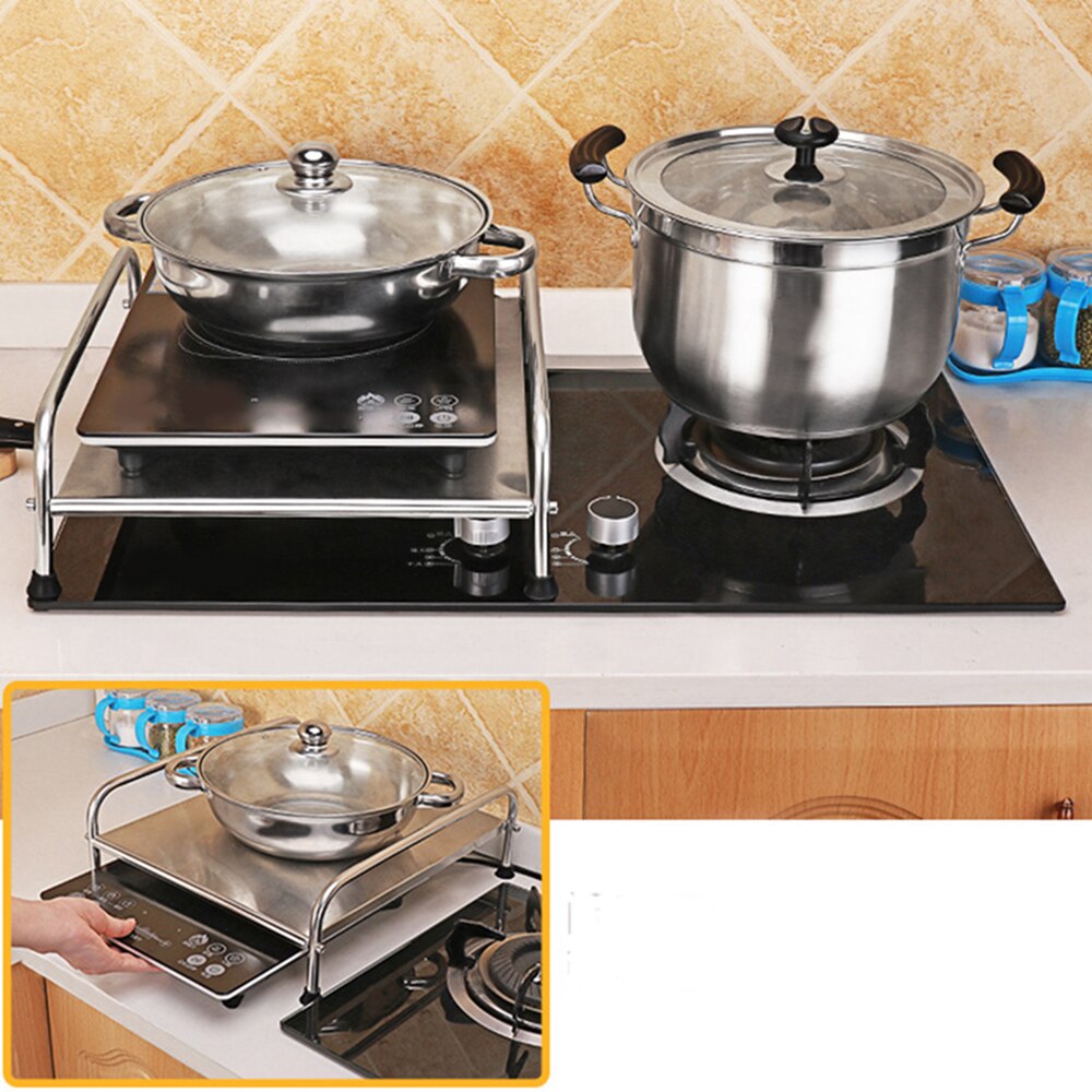 Stainless Steel Gas Burner Stove Stand Kitchen Electric Ceramic Cooker Rack Induction Cooking Rack Protective Cover Bracket