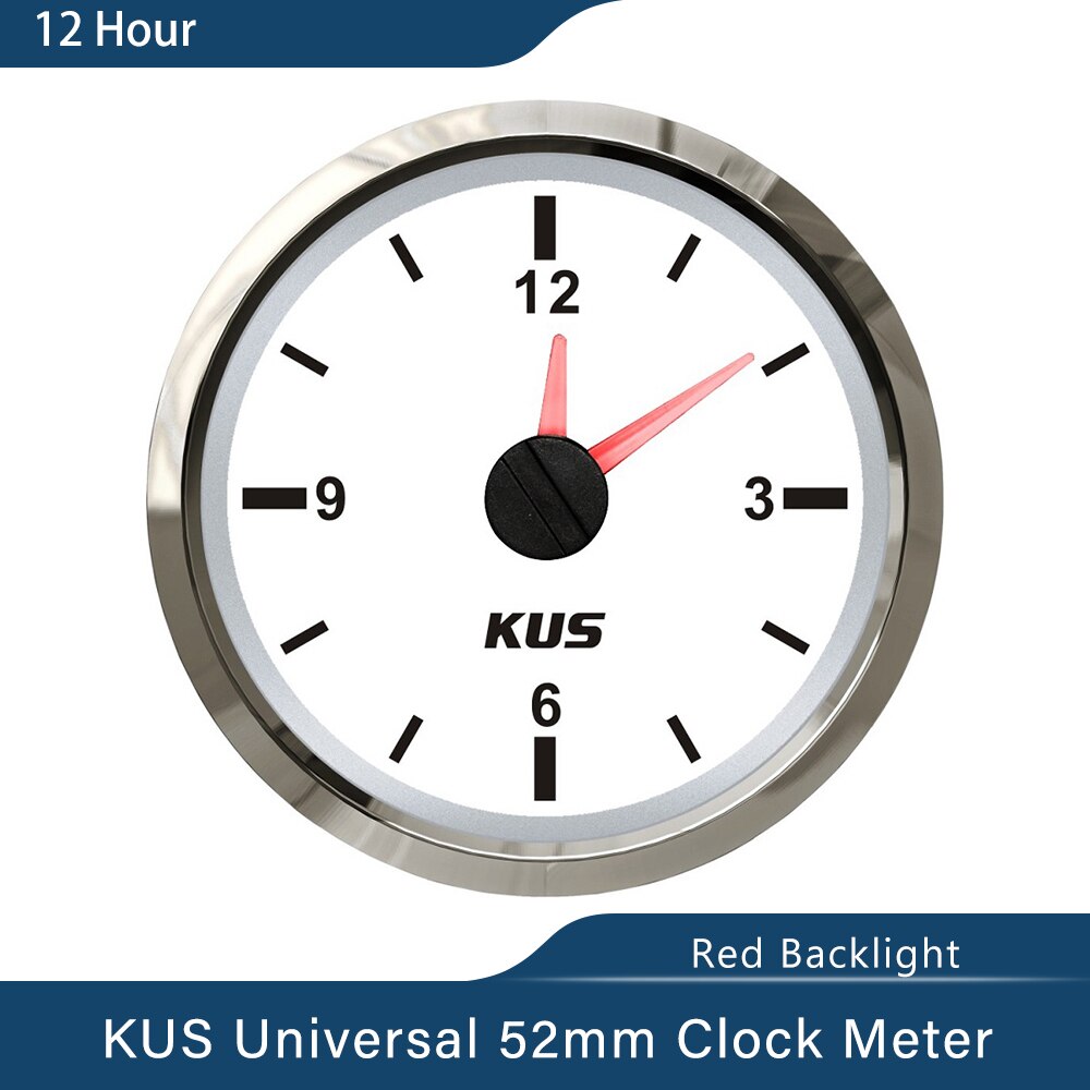 Kus garanteret urmåler 12-- timers format med baggrundsbelysning 52mm(2 " ) 12v/24v: Ws
