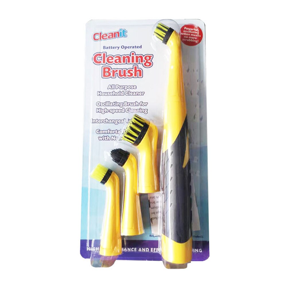 Handheld Cleaning Brush With Detachable Head Electric Sonic Scrubber Cordless Cleaning Brush Household Cleaning Brush: Yellow