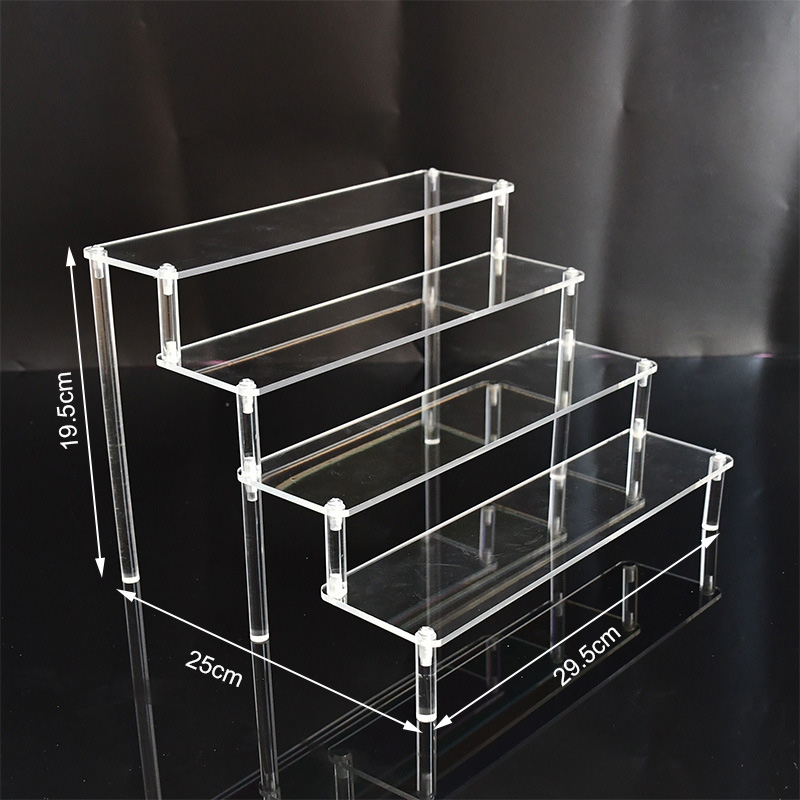 1-5 Tiers Acrylic Display Stand Jewelry Rack Shelf Doll Figure Collection Storage Rack Home/Shop Counter Display Ladder Shelf: 4 layers-30cm
