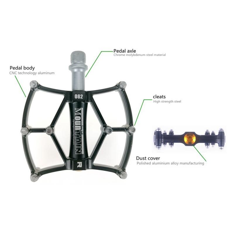 Bicycle Pedals Large Mountain Bike Pedals Aluminum Alloy 3 Bearing MTB Road Bike Pedals UltraLight Safe With Foot Nails